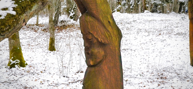 Man Holding Tree Carving, Lithuania | www.myfoododyssey.com