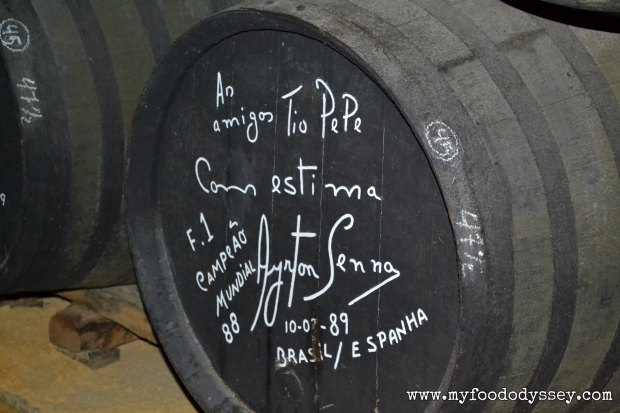 Tio Pepe Barrel signed by Ayrton Senna | www.myfoododyssey,com