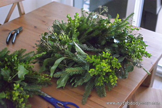 Homemade evergreen wreath | www.myfoododyssey.com