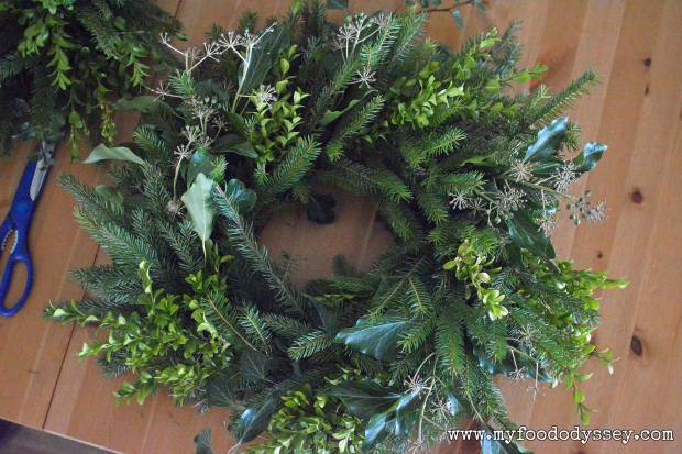 Homemade evergreen wreath | www.myfoododyssey.com